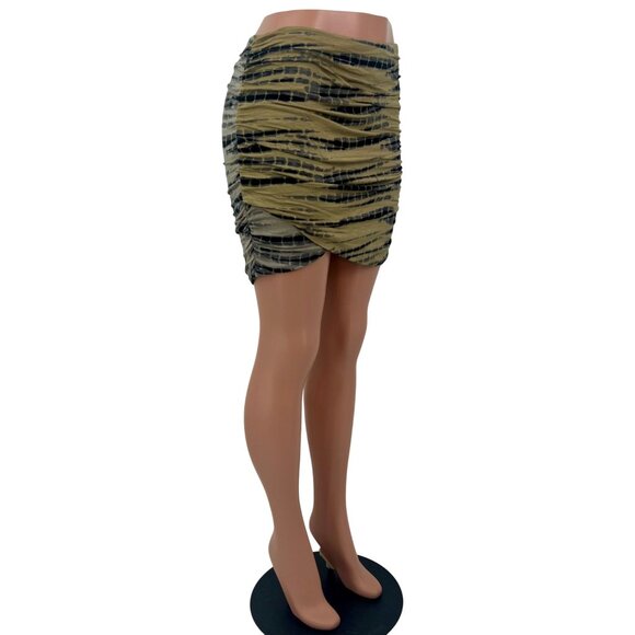 Free People Tire Died Contrasting Bodycon Ruched Mini Skirt - Picture 10 of 16